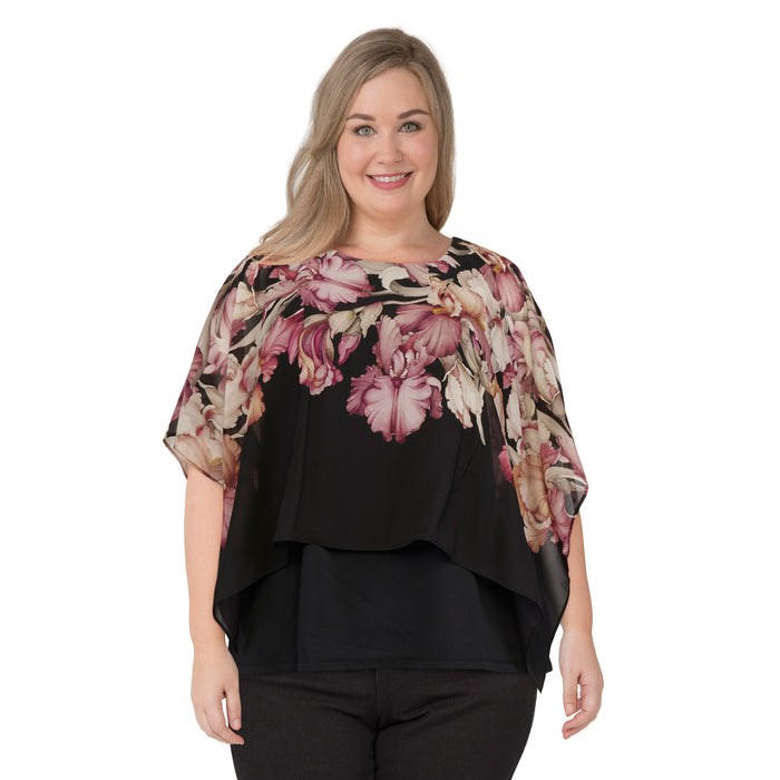 Blouse imprimée à effet superposé taille Plus lily morgan pour femmes