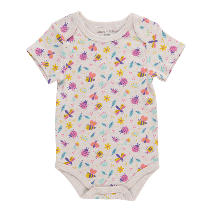 Infant Girls' Short Sleeve Printed Onesie, 0-24 Month