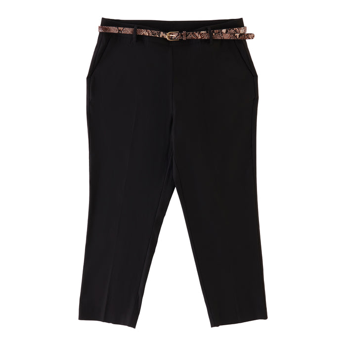 lily morgan Women's Plus Slim Pants with Snakeskin Belt