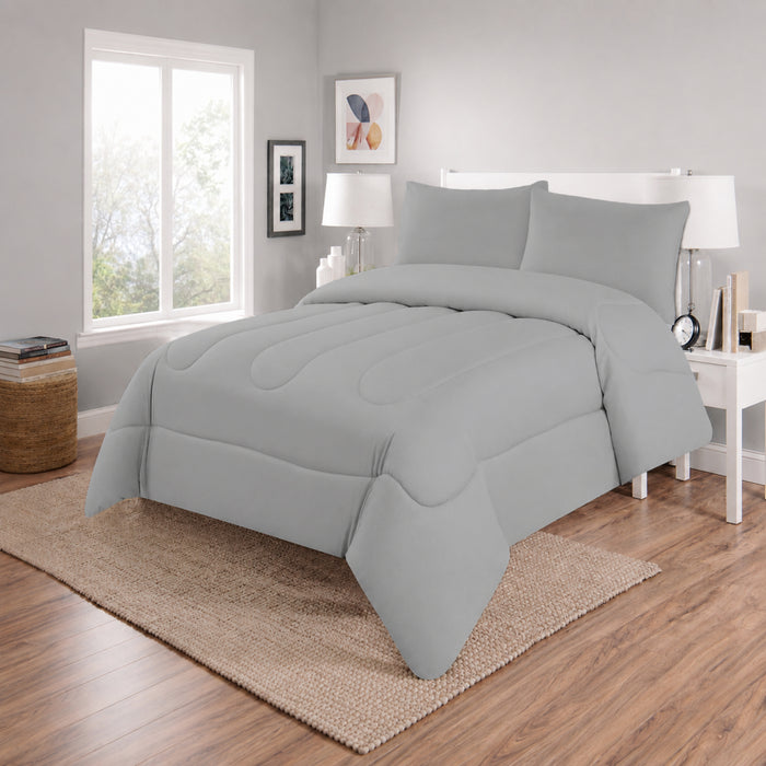HomeStyles Solid Comforter, Set, Grey, Twin, 2 Piece