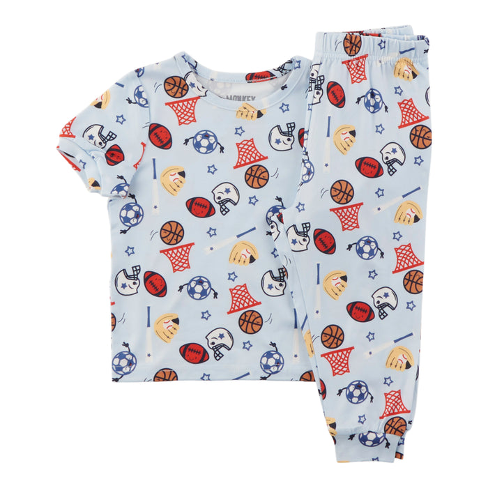 MONKEY BARS Infant Boys' Varsity Printed Short Sleeve PJ Set, 2-Piece, 12-24 Month