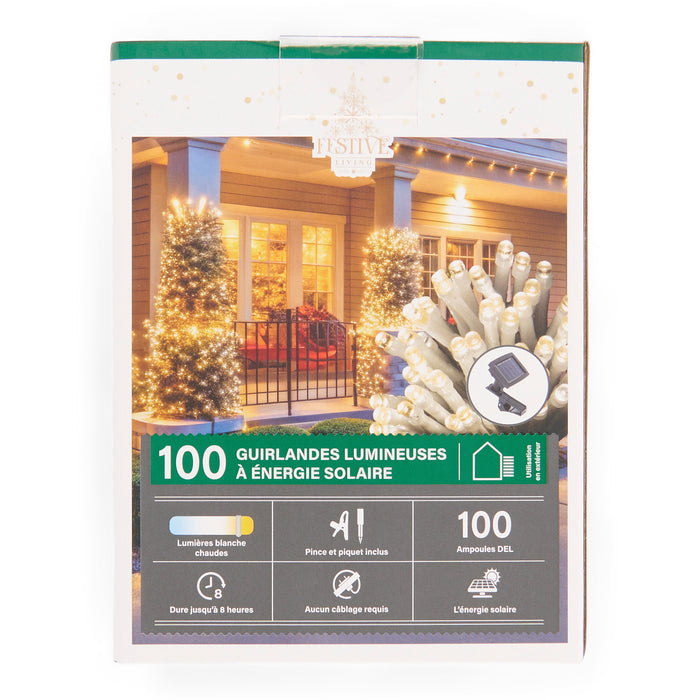 100 Solar 5mm String Lights, 39-ft.