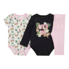 Infant Girls' Printed Onesie Set, 3-Piece, 0-9 Month