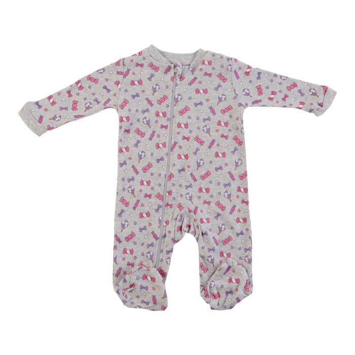 Pyjama à pattes imprimé à manches longues pour bébés filles, 0 à 24 mois