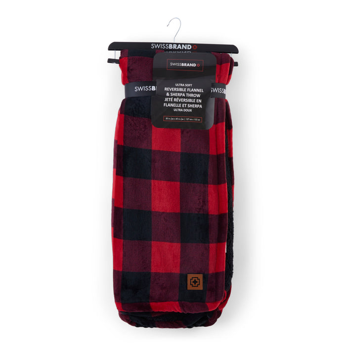 SWISSBRAND Reversible Flannel Throw, Assorted, 50-in x 60-in.