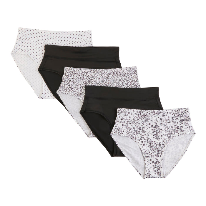 Gloria Vanderbilt Women's Microfiber Hi-Cut Underwear, 5-Pack
