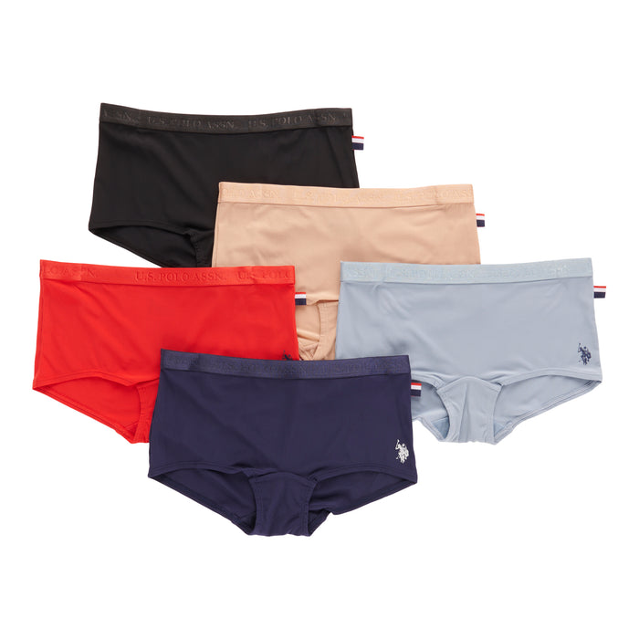 U.S. Polo Women's Boy Shorts Underwear, 5-Pack