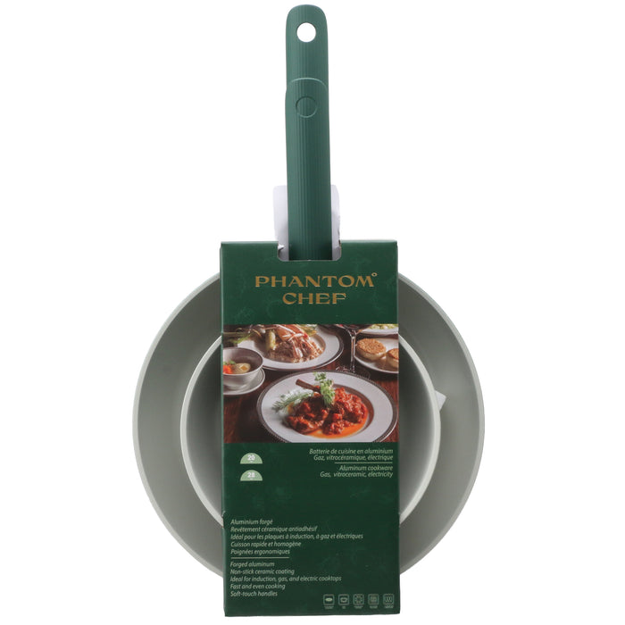 Ribbed Frying Pan Set, Olive Green, 2 Piece