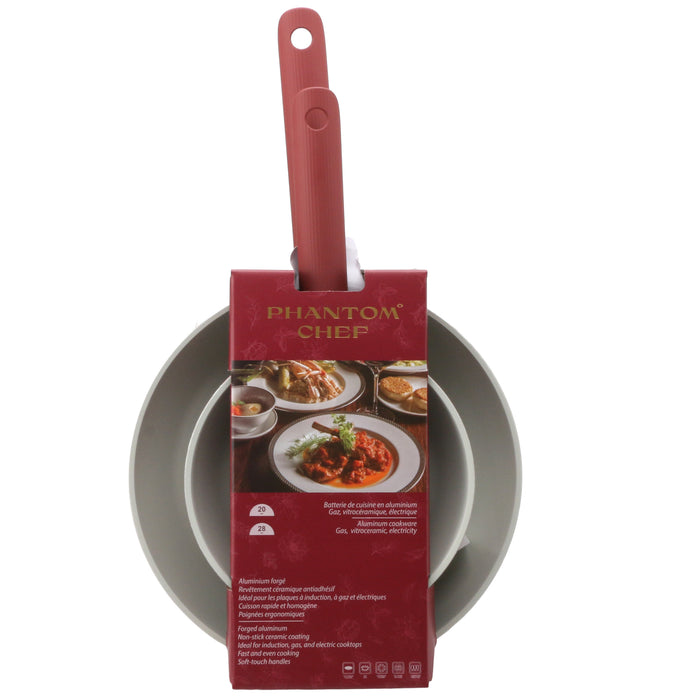 Ribbed Frying Pan Set, Burgundy, 2 Piece