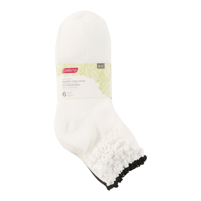 mySTYLE Women's Lettuce Edge Crew Socks, 6-Pack