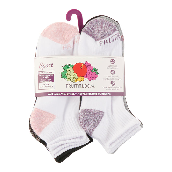 Chaussettes de sport Fruit of the Loom pour femmes, emb. de 10, assortiment
