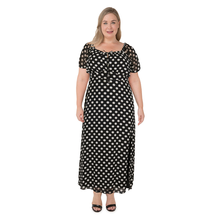lily morgan Women's Plus Cap Sleeve Midi Dress