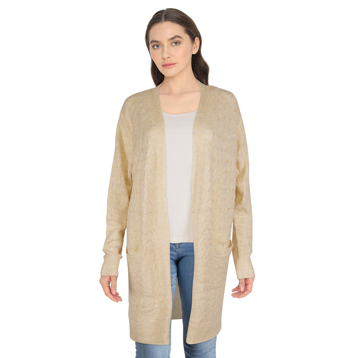 Cardigan long à texture alvéolaire pour femmes