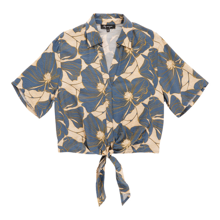 lily morgan Women's Printed Tie Front Blouse