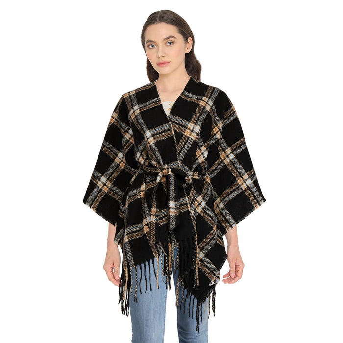 Women’s Plaid Belted Ruana