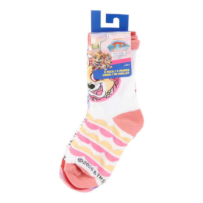 Girls' Licensed Paw Patrol Crew Socks, 5-Pack