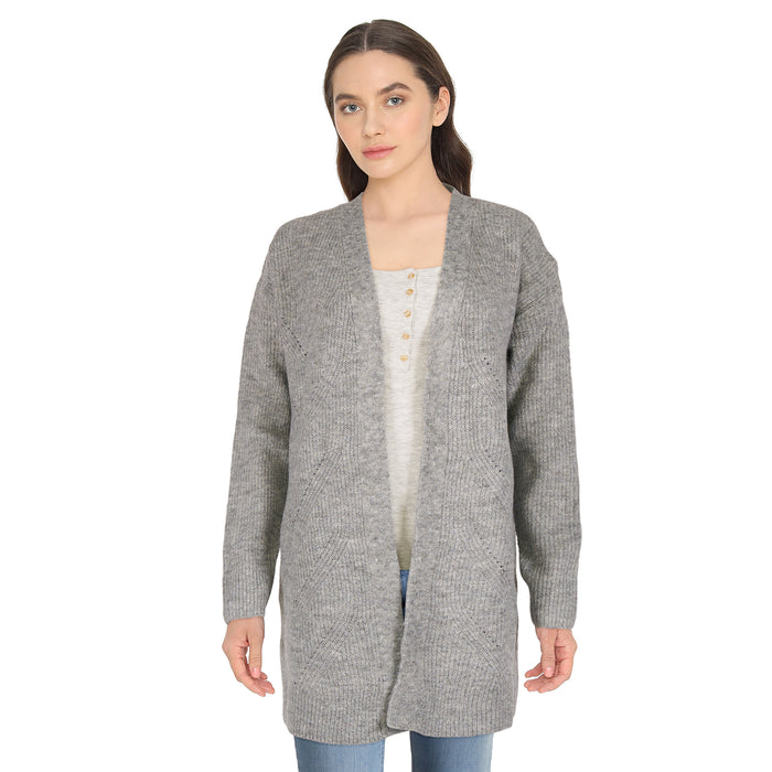 Cardigan long ouvert à l’avant pour femmes