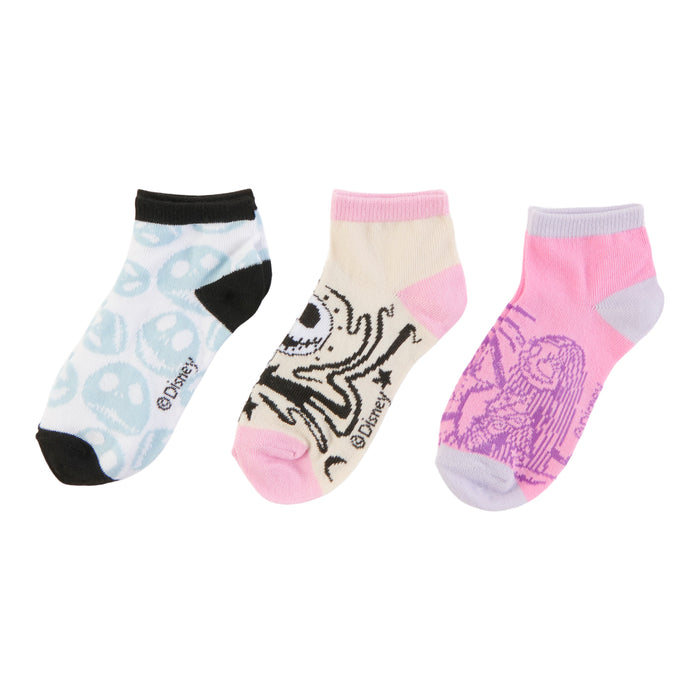 Girls' Licensed The Nightmare Before Christmas Quarter Crew Socks, 3-Pack