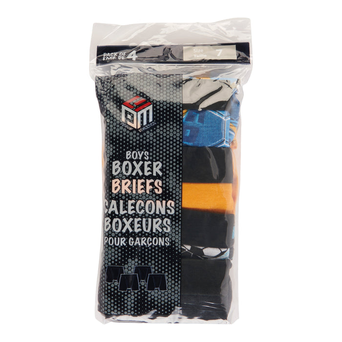 Boys' Soccer Print Boxer Briefs, 4-Pack