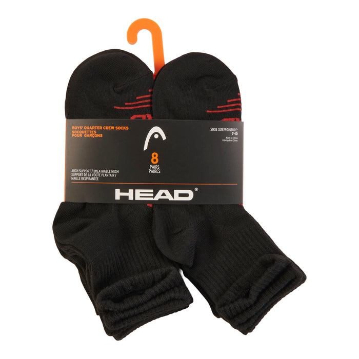 HEAD Boys' Quarter Crew Socks, 8-Pack