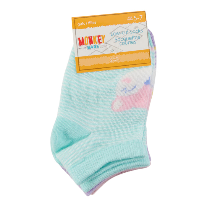 BELLA & BIRDIE Girls' Low Cut Socks, 3-Pack, Assorted