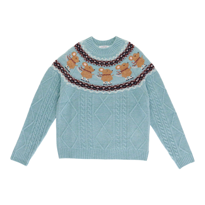 mySTYLE Women's Fair Isle Mock-Neck Sweater