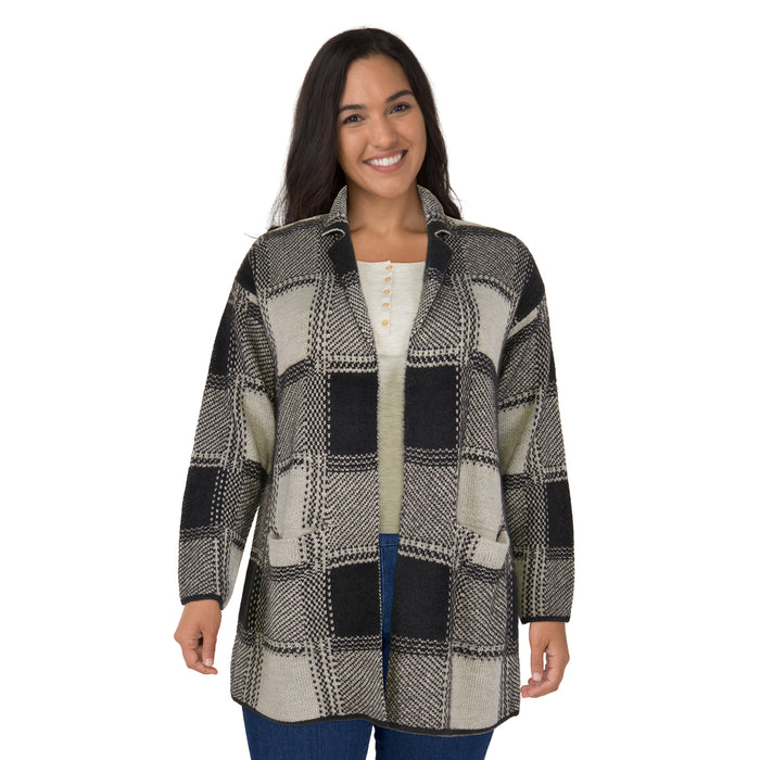 Cardigan duveté à carreaux taille plus lily morgan pour femmes