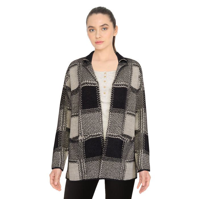 lily morgan Women's Plaid Feather Cardigan