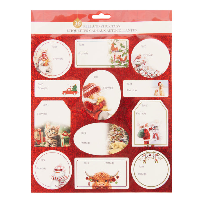 HomeStyles Peel & Stick Holiday Gift Tags, 36-Pack