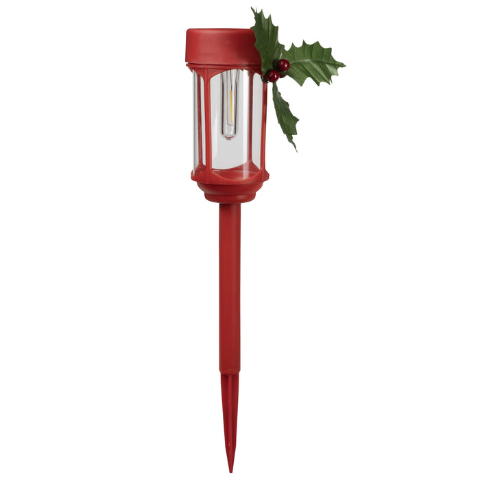 Solar Holly Lantern Stake, 3-in x 17-in.