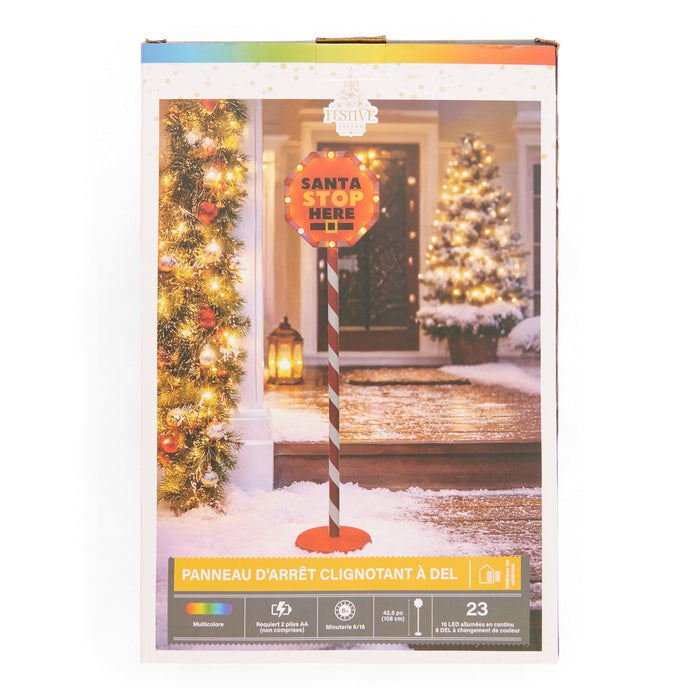Écriteau « Santa Stop Here », anglais, 8,7 po x 1,8 po x 42,7 po