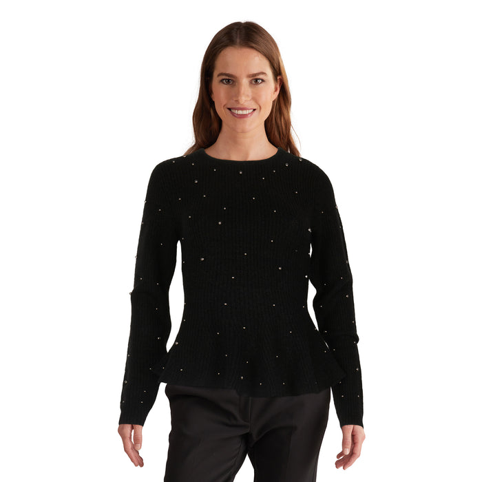 lily morgan Women's Pearl Peplum Sweater