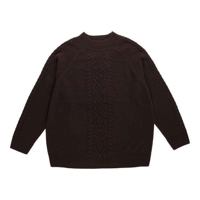 mySTYLE Women's Plus Cable Knit Mock Neck Sweater
