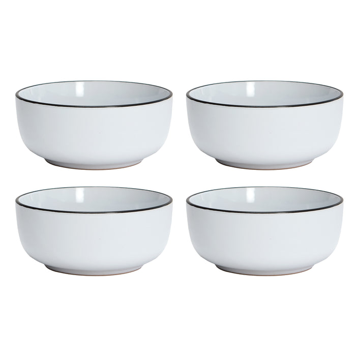 Black Rim Stoneware Bistro Bowls, 6-in, 4 Pack