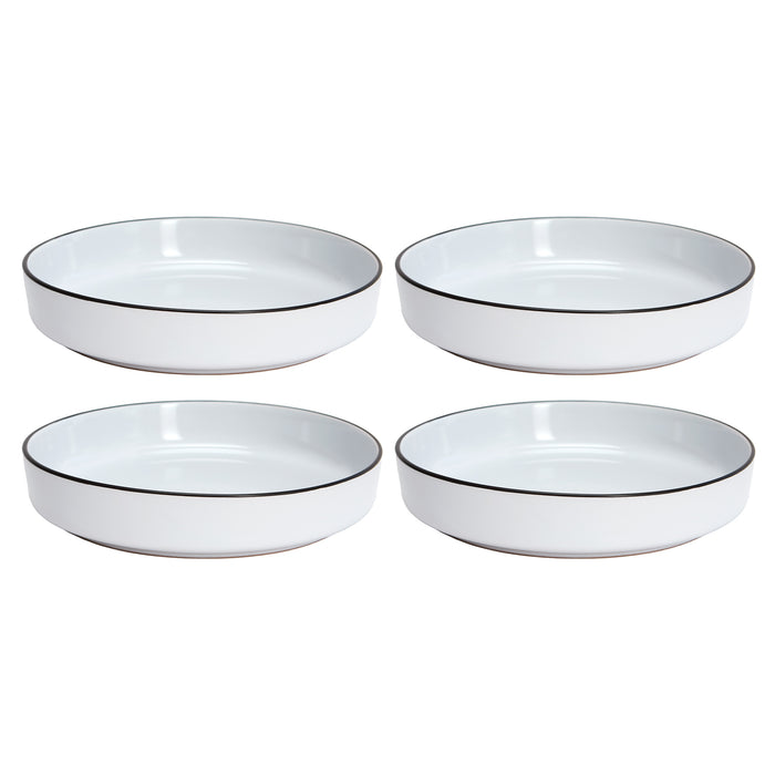 Black Rim Stoneware Bistro Dinner Bowls, 8-in, 4 Pack