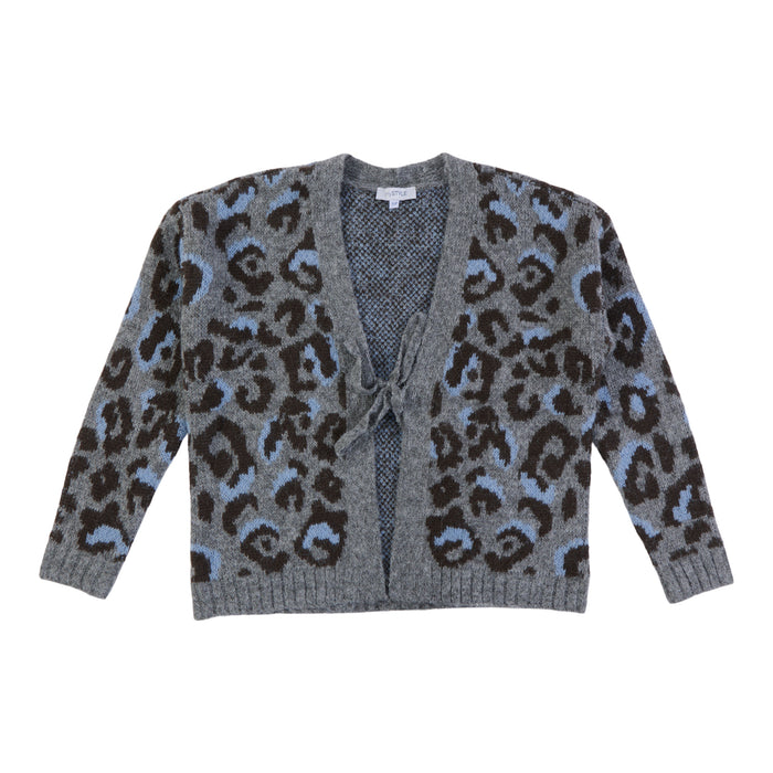 mySTYLE Women's Animal Print Cardigan with Tie Front