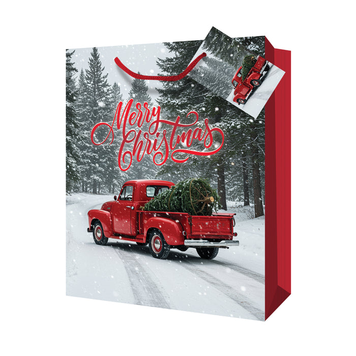 Sac-cadeau des Fêtes classique grand format, anglais, 10,4 po x 5,4 po x 12,8 po