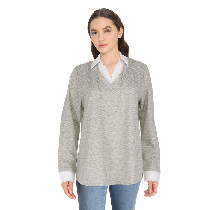 Classic Editions Women's Two-Fer Top with Necklace