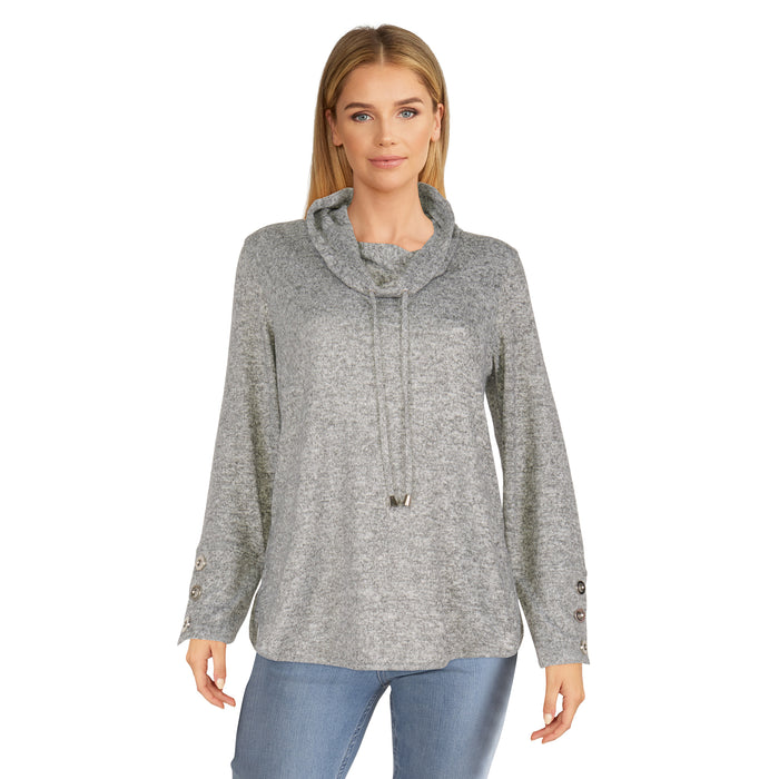 Classic Editions Women's Cowl Neck Drawstring Top