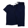 Pyjama capri en tissu hacci avec haut à manches longues pour femmes, 2 pièces