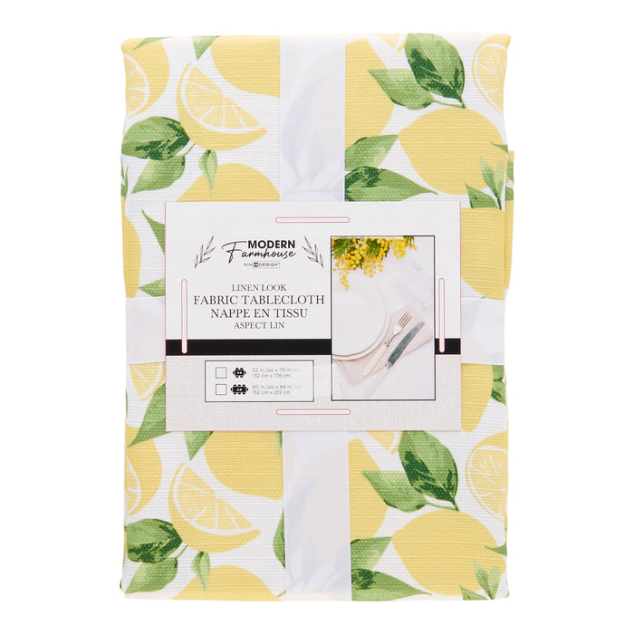 Nappe à l'aspect de lin avec imprimé de maison de ferme moderne, modèles variés – 60 x 84 po