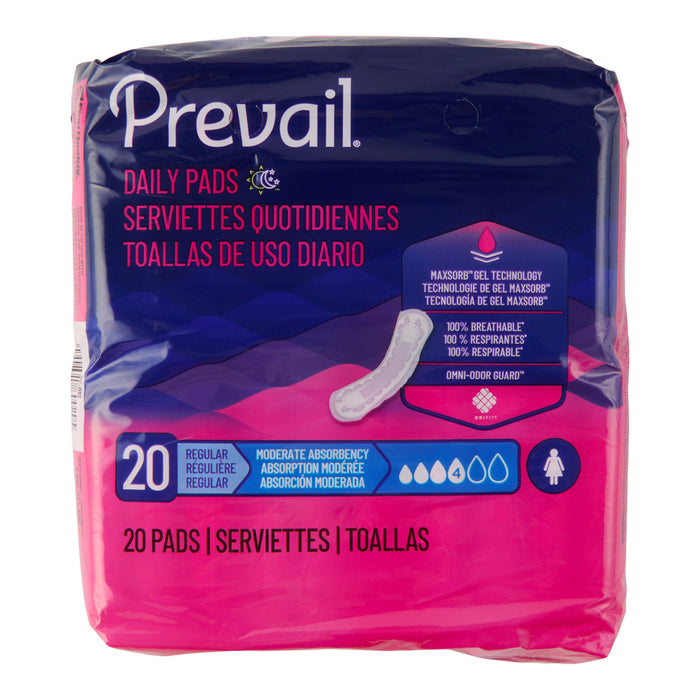 Serviettes quotidiennes pour les fuites urinaires Prevail, emb. de 20