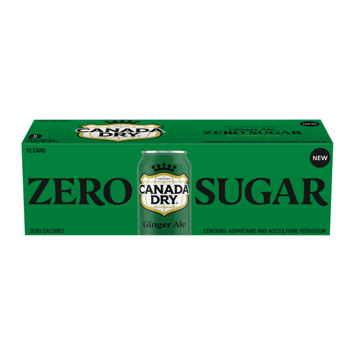 Canada Dry Zero Sugar Ginger Ale, 12-Pack, 355 ml