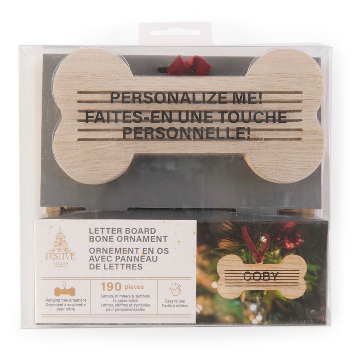 Festive Living Letterboard Bone-Shaped Ornament, 5-in x 5-in.