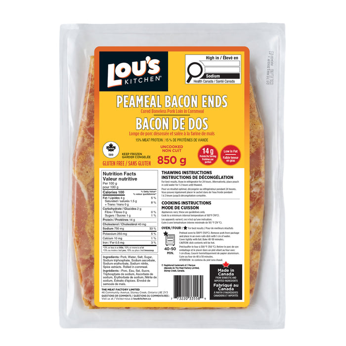Lou's Kitchen Peameal Bacon Ends, 850 g
