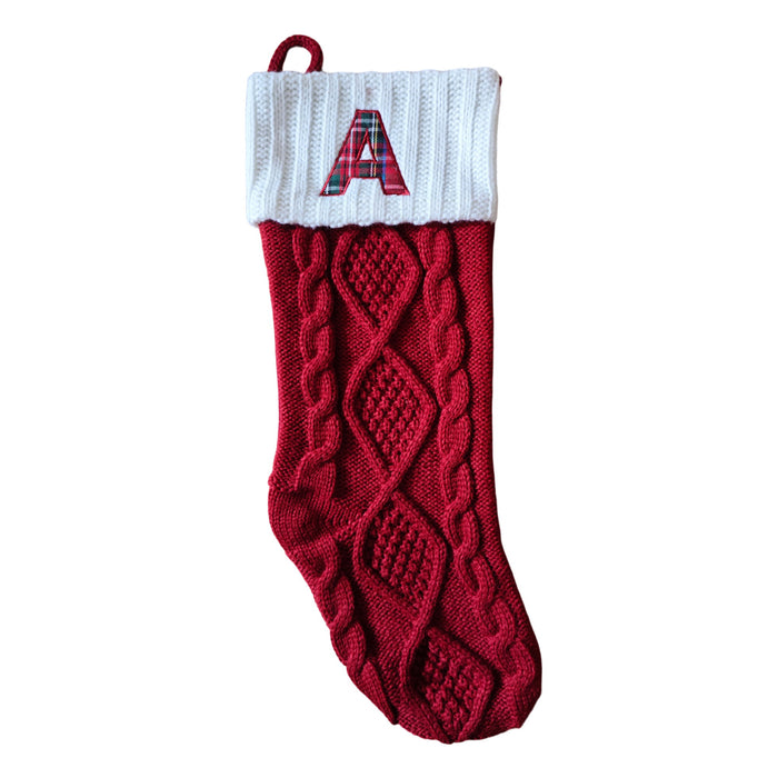 Bas de Noël à monogramme HomeStyles, rouge, 20 po