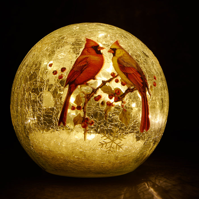 Boule en verre craqué avec 15 lumières à DEL – 6 x 6 po