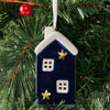 Light-Up Blue House Ornament, 2-in x 1.9-in x 3.2-in.