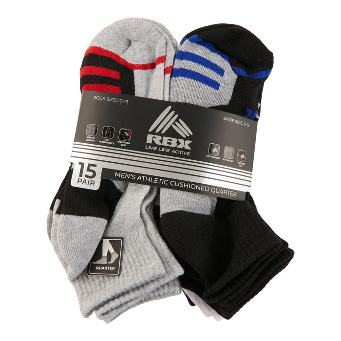 Mi-chaussettes courtes RBX pour hommes, emb. de 15 paires