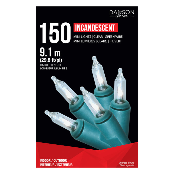 Jeu de 150 lumières incandescentes d'intérieur/extérieur Danson Décor, transparent